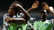 Nigeria celebrates Ighalo's goal.